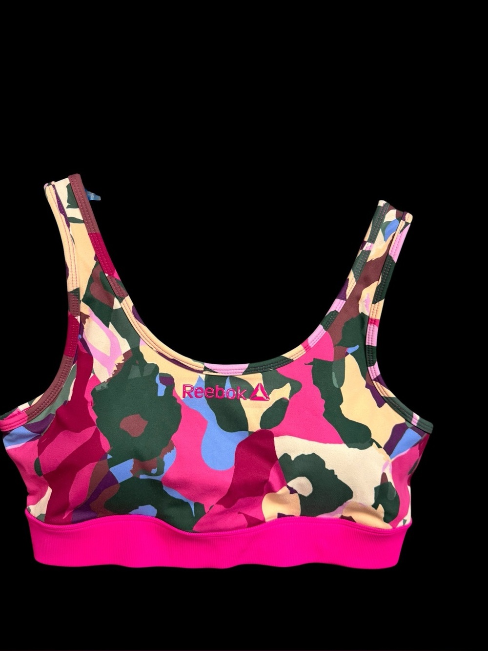Reebok Multicolor Pink & Green Camo Sports Bra